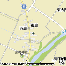 福島県伊達市梁川町大関東裏周辺の地図