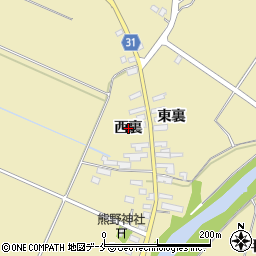 福島県伊達市梁川町大関（西裏）周辺の地図