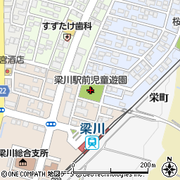 梁川駅前児童遊園周辺の地図