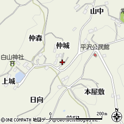 福島県伊達郡桑折町平沢仲城周辺の地図