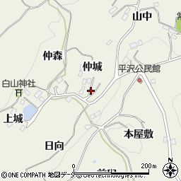 福島県桑折町（伊達郡）平沢（仲城）周辺の地図