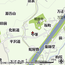 福島県伊達郡桑折町万正寺中峯周辺の地図