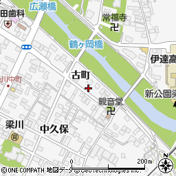 福島県伊達市梁川町古町周辺の地図