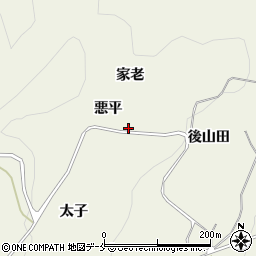 福島県桑折町（伊達郡）平沢（悪平）周辺の地図