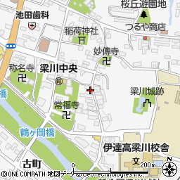 福島県伊達市梁川町内町1周辺の地図