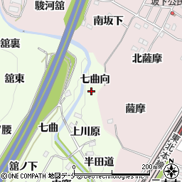 福島県伊達郡桑折町万正寺七曲向周辺の地図