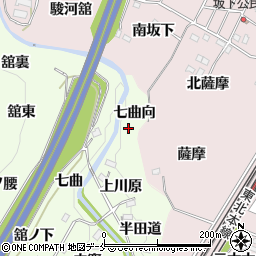 福島県桑折町（伊達郡）万正寺（七曲向）周辺の地図