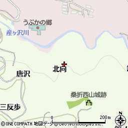 福島県伊達郡桑折町万正寺北向周辺の地図