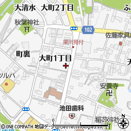 福島県伊達市梁川町大町１丁目6周辺の地図