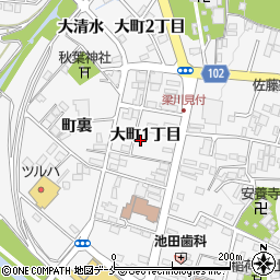 福島県伊達市梁川町大町１丁目7周辺の地図