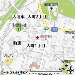 福島県伊達市梁川町大町１丁目22周辺の地図