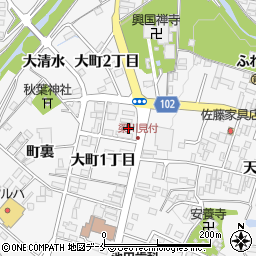 福島県伊達市梁川町大町１丁目26周辺の地図