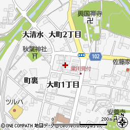 福島県伊達市梁川町大町１丁目28周辺の地図