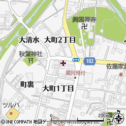 福島県伊達市梁川町大町１丁目34周辺の地図