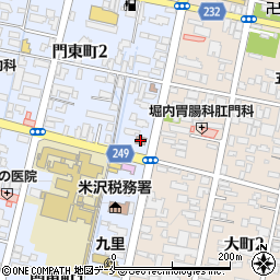 米沢大門郵便局周辺の地図