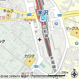 米沢市営駅前自転車駐車場周辺の地図