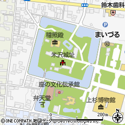 米沢城址周辺の地図