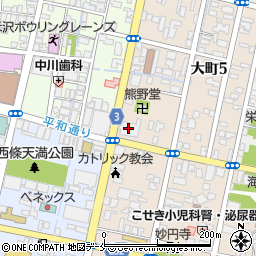 米沢信用金庫　本部周辺の地図