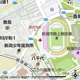 新潟市陸上競技場駐車場周辺の地図