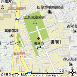 米沢藩主上杉家墓所周辺の地図