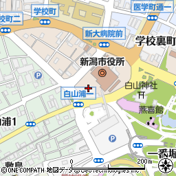 新潟市役所本館駐車場周辺の地図