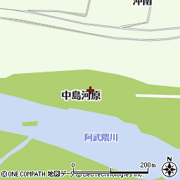 宮城県伊具郡丸森町舘矢間舘山中島河原周辺の地図
