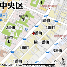 新潟県新潟市中央区西堀前通３番町周辺の地図