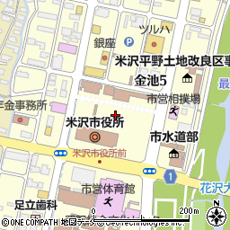 米沢市役所周辺の地図