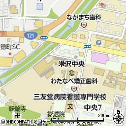 米沢中央高等学校周辺の地図