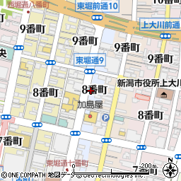 新潟県新潟市中央区東堀前通（８番町）周辺の地図