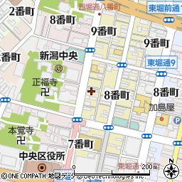 新潟県新潟市中央区西堀前通（８番町）周辺の地図