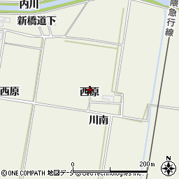 宮城県角田市岡西原周辺の地図