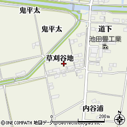 宮城県角田市岡草刈谷地周辺の地図