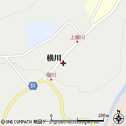 七ヶ宿町　横川公民館周辺の地図