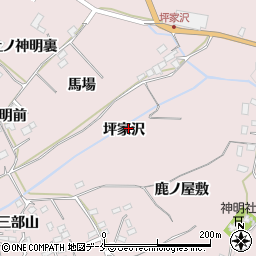 宮城県白石市福岡長袋坪家沢周辺の地図