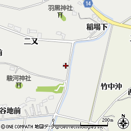 宮城県角田市君萱二又周辺の地図