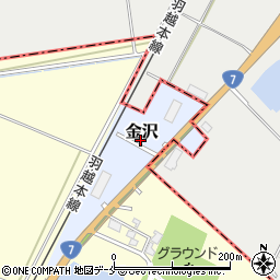 新潟県新発田市金沢周辺の地図