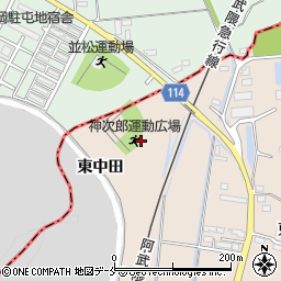 宮城県角田市神次郎西中田周辺の地図