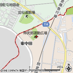 宮城県角田市神次郎（西中田）周辺の地図