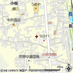 山形県長井市中道周辺の地図