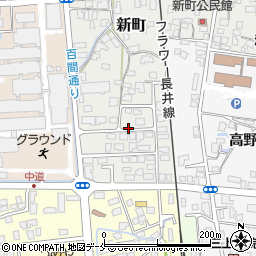 山形県長井市新町周辺の地図