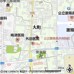 山形県長井市大町周辺の地図