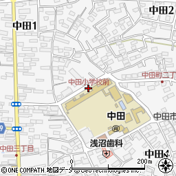 中田小学校前周辺の地図