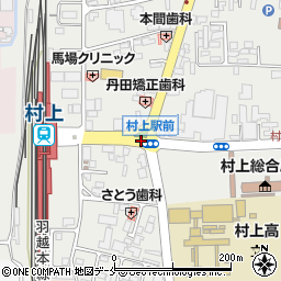 村上駅前周辺の地図