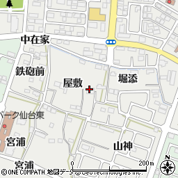 宮城県仙台市若林区長喜城屋敷周辺の地図
