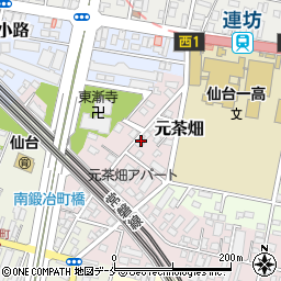 宮城県仙台市若林区元茶畑36-1周辺の地図