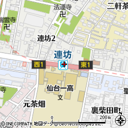 宮城県仙台市若林区周辺の地図