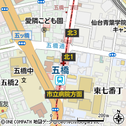 七十七銀行地下鉄五橋駅 ＡＴＭ周辺の地図