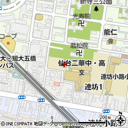 仙台二華中学校・高等学校周辺の地図