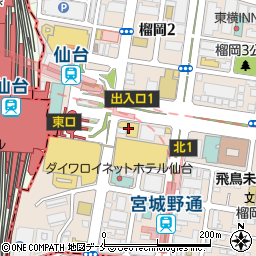 居楽屋白木屋 仙台東口駅前店周辺の地図